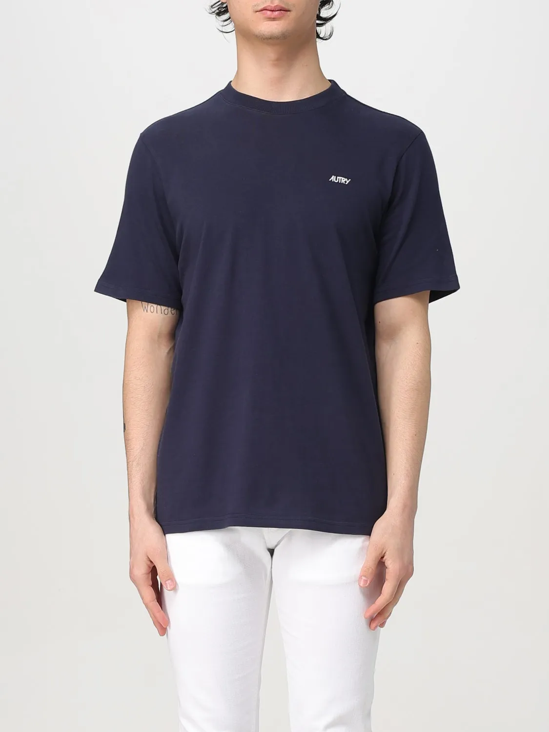 T-shirt basic in cotone con mini logo Autry