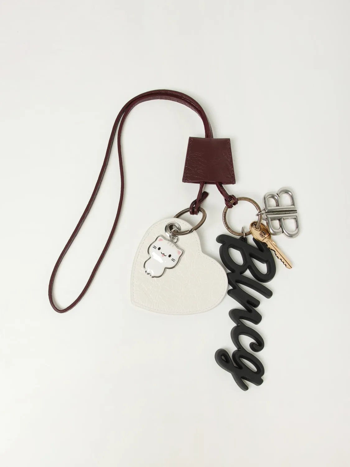 Portachiavi Heart Le City Balenciaga in pelle con charms