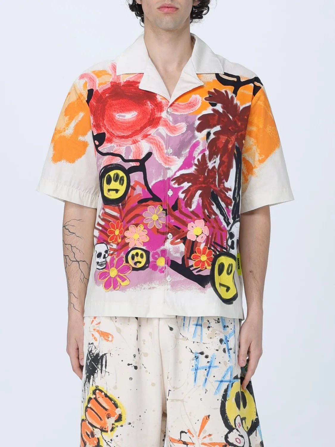 Camicia Barrow in popeline di cotone con stampa all over