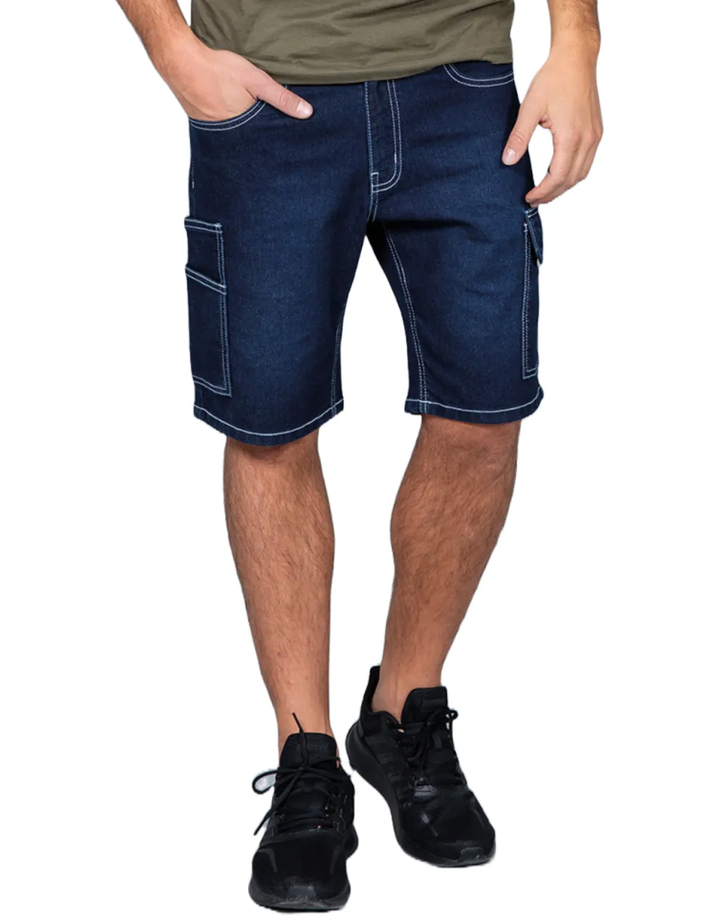 Bermuda en jeans élastique bleu