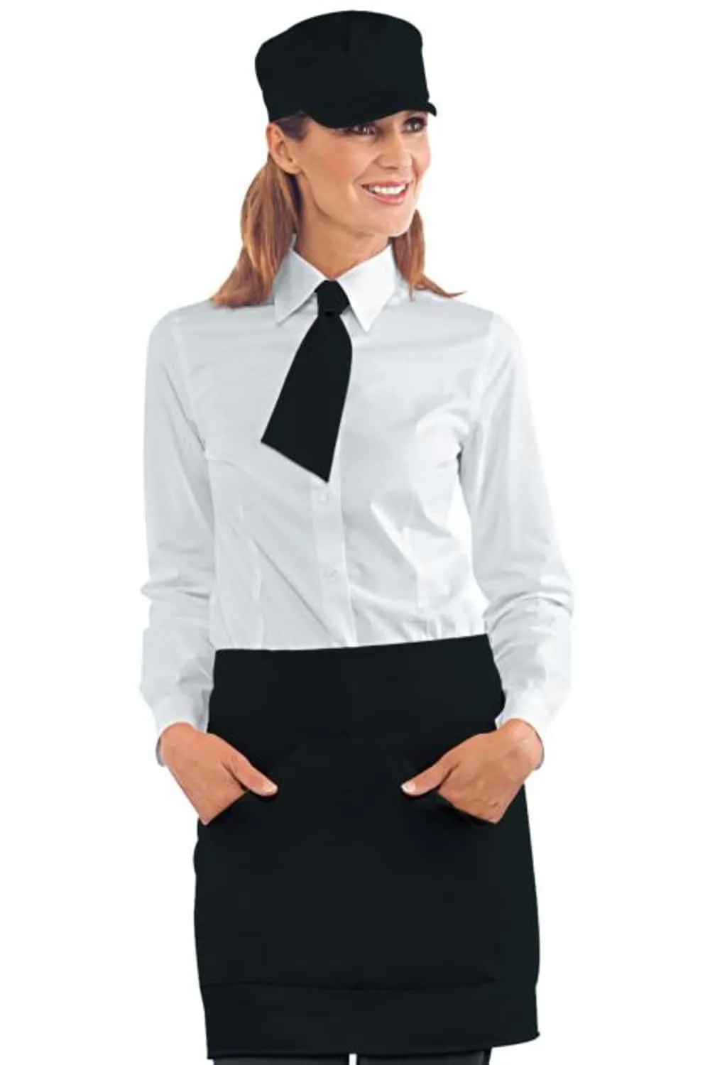 "Paravanti A Vita Nero di Isacco" translates to "Isaac's Black Waist Apron" in English.