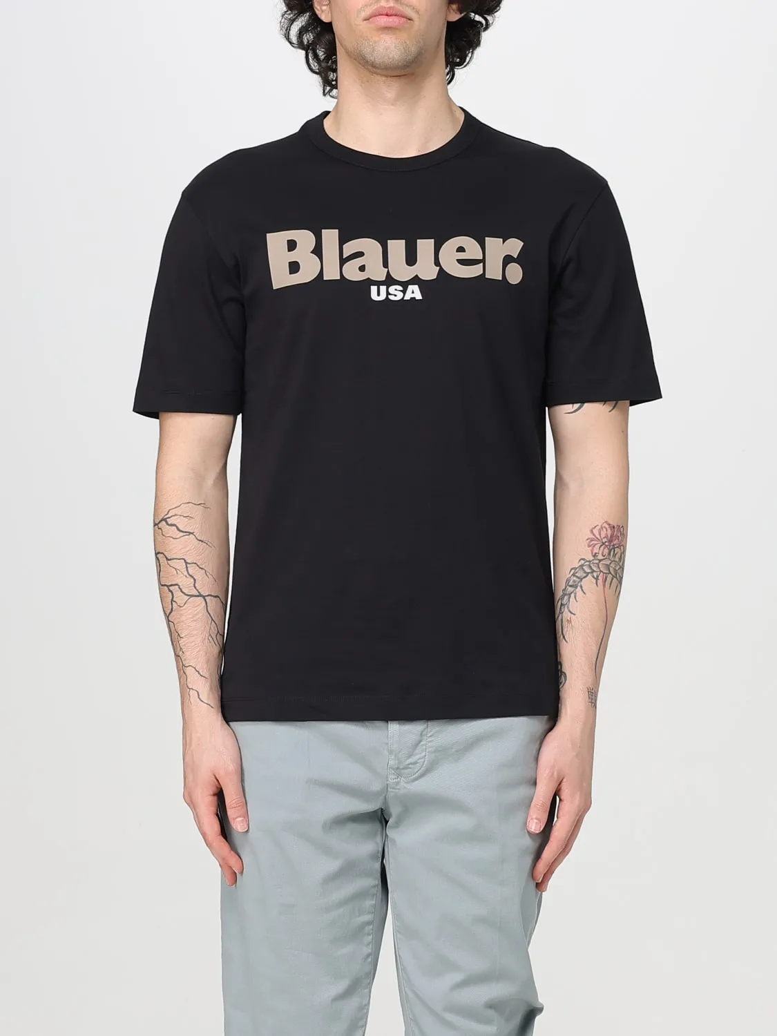 T-shirt in cotone con stampa logo Blauer