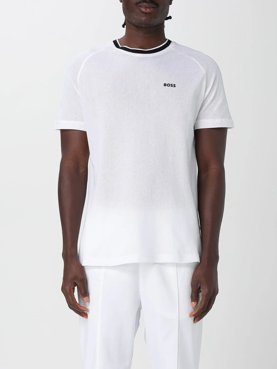 T-shirt in cotone con mini logo Boss