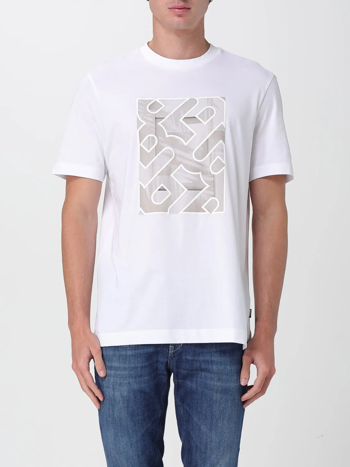 T-shirt in cotone con stampa logo Boss