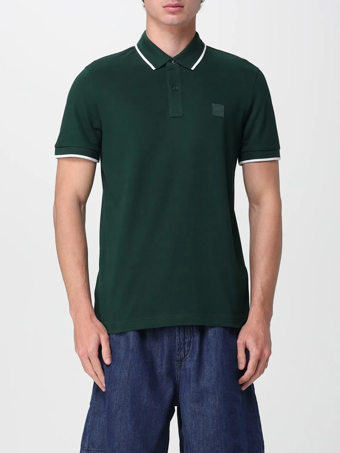 Polo in cotone con mini logo Boss