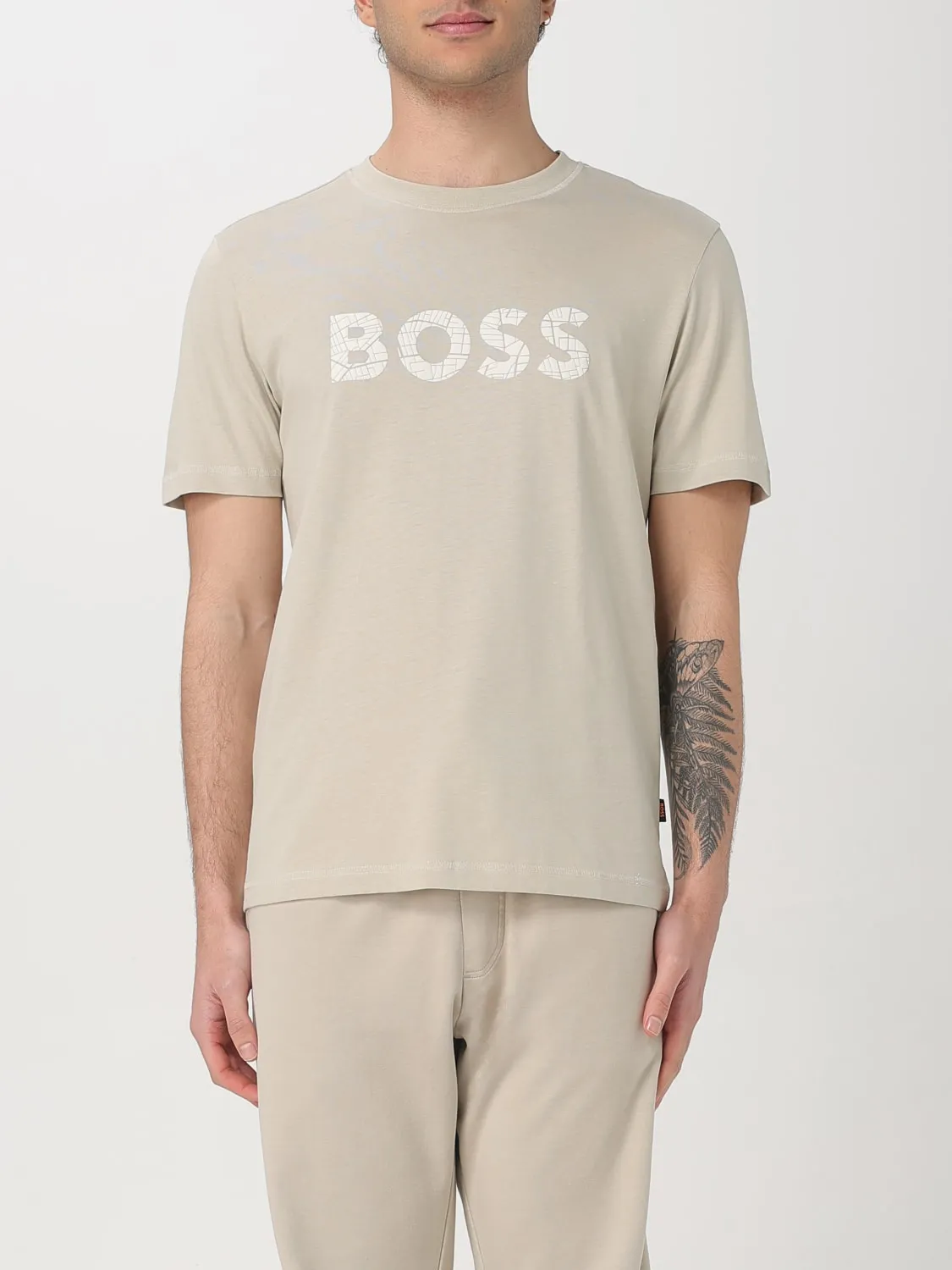 T-shirt in cotone con maxi logo Boss