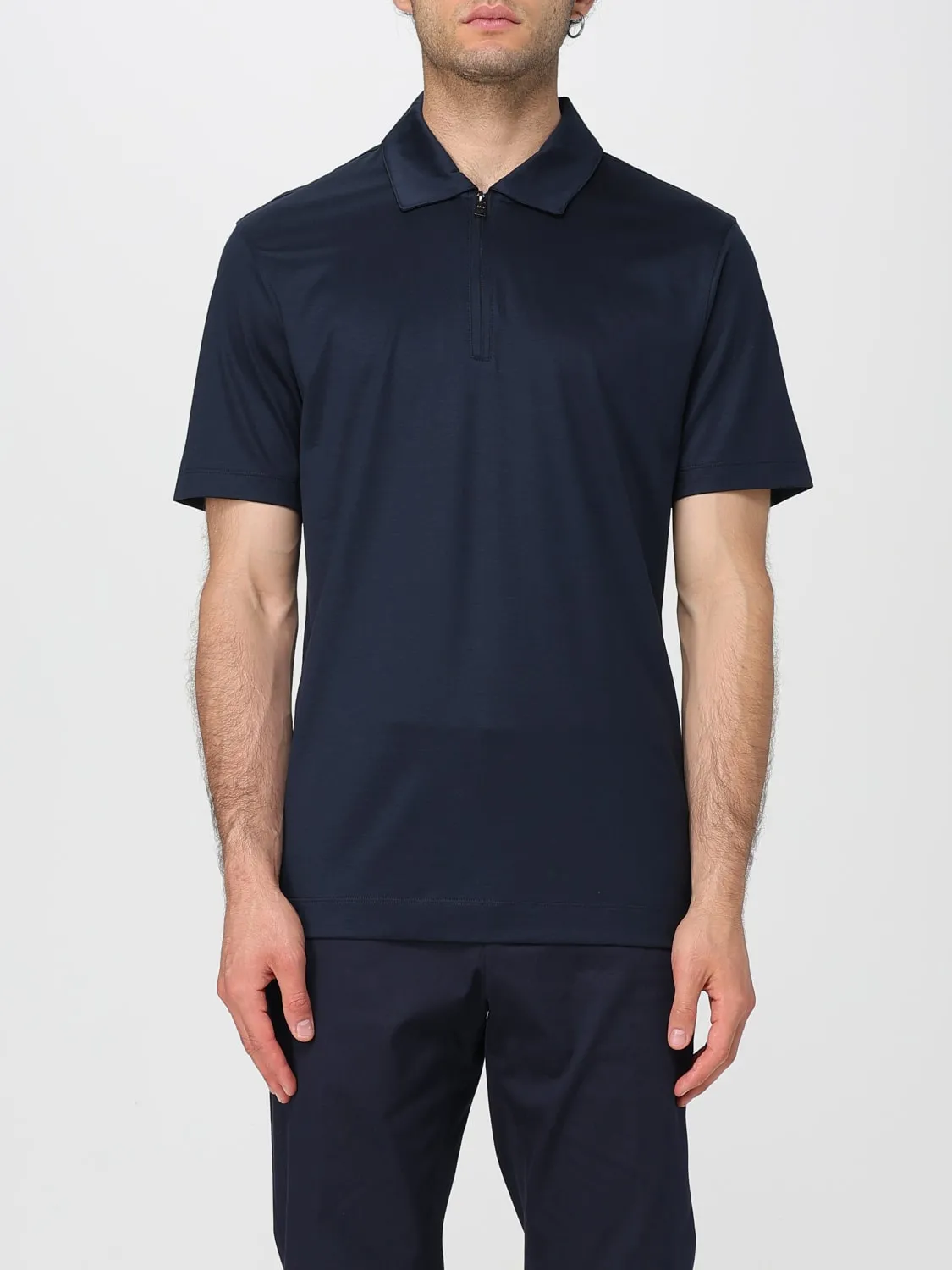 Polo in misto cotone con zip Boss