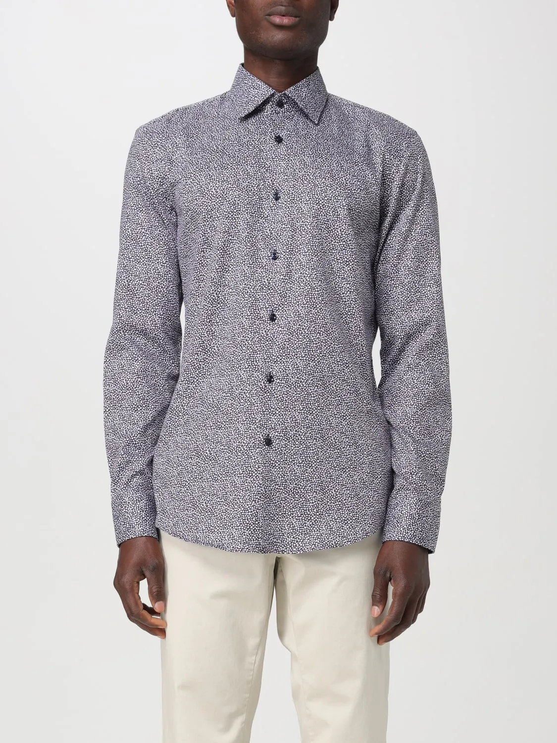 Camicia Boss in popeline di cotone con stampa