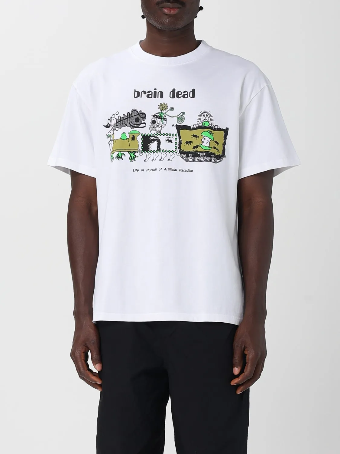 T-shirt in nylon stampata Brain Dead