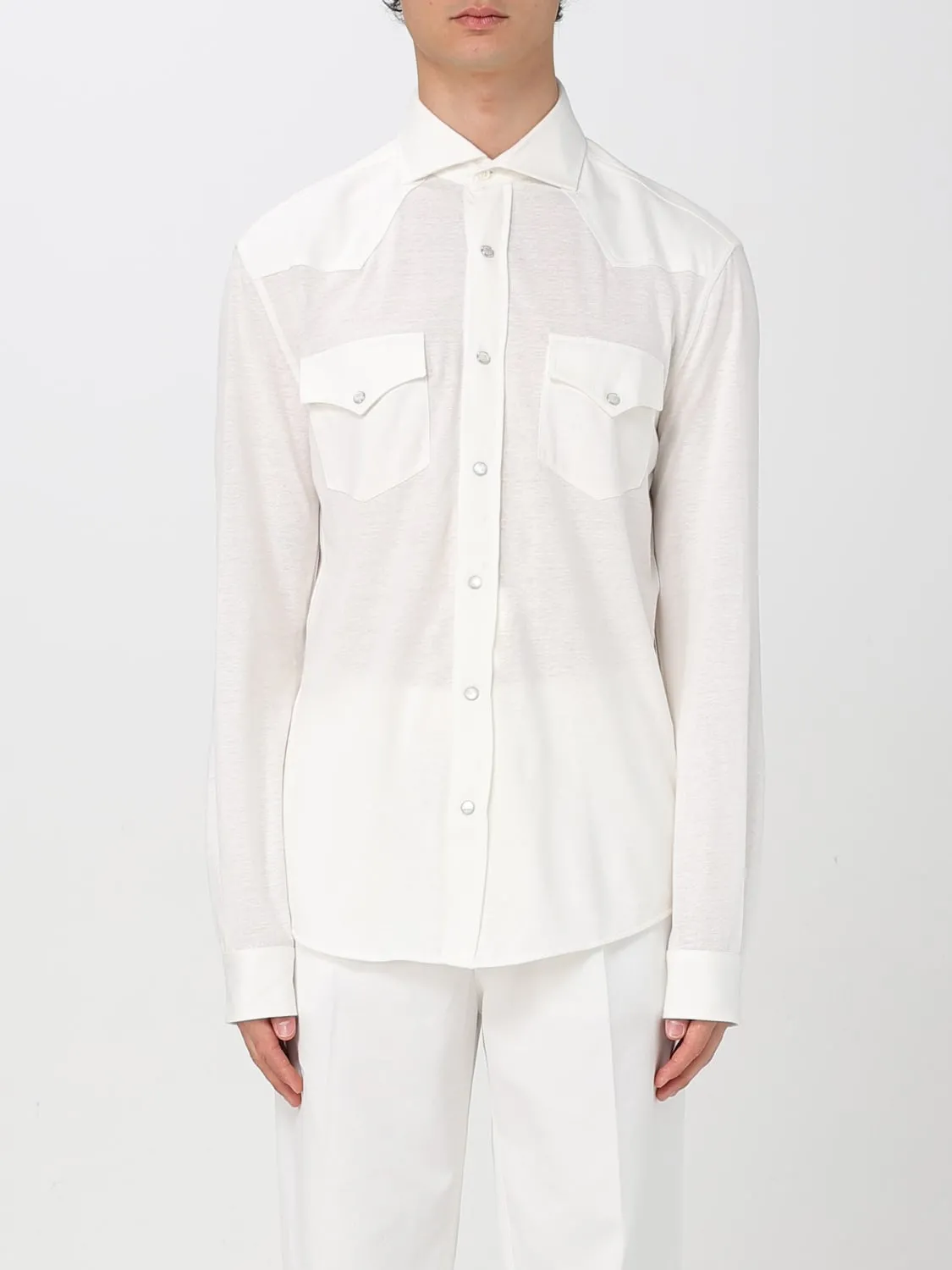 Camicia classica Brunello Cucinelli in popeline di cotone