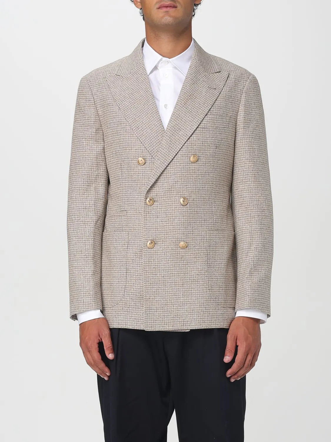 Blazer doppiopetto Brunello Cucinelli in seta e cashmere
