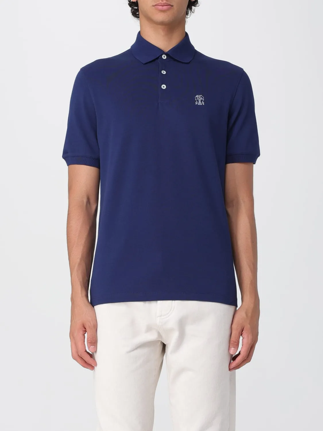 Polo in cotone con logo Brunello Cucinelli
