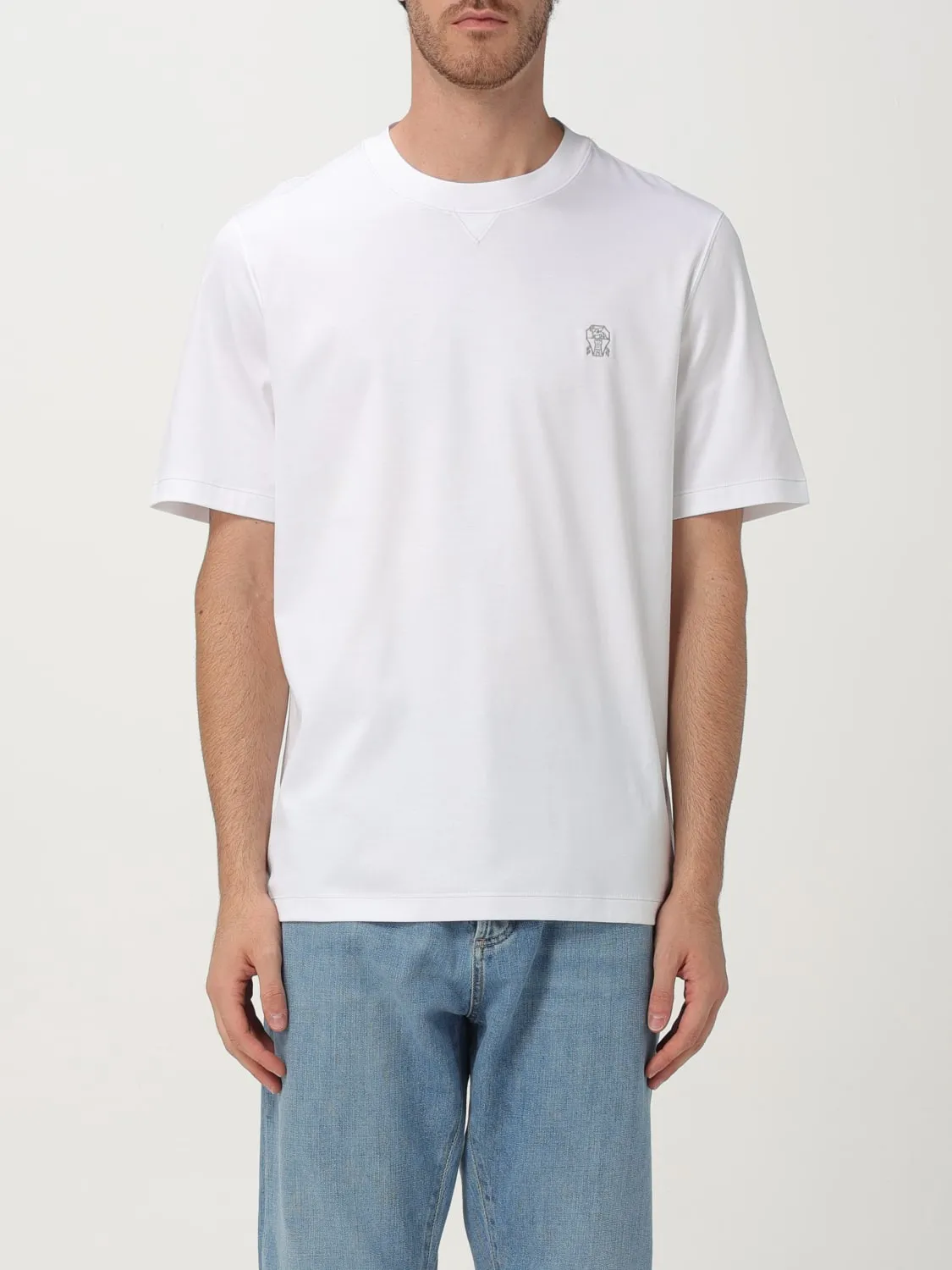 T-shirt Brunello Cucinelli in cotone con logo ricamato