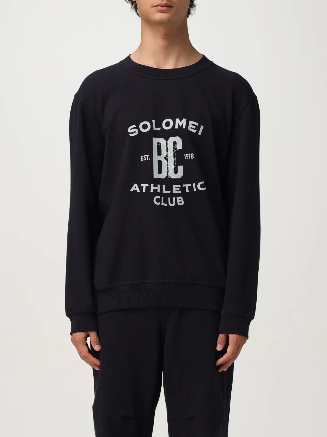 Felpa a girocollo in cotone con logo Brunello Cucinelli