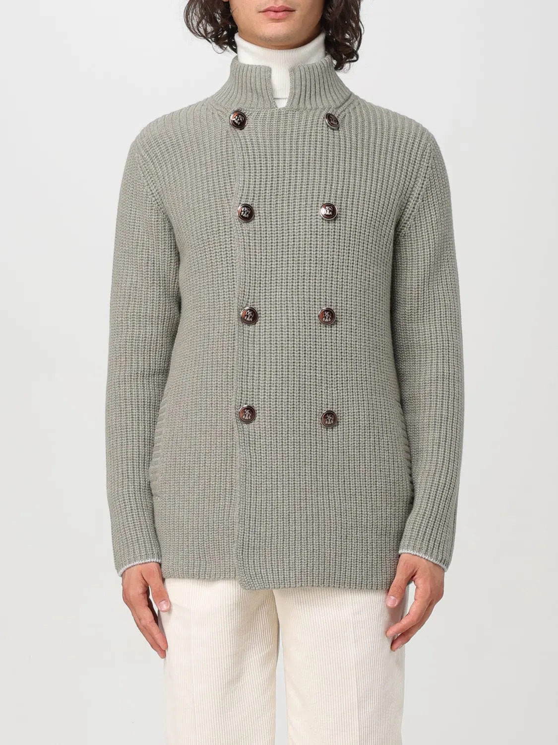 Cardigan Milky Brunello Cucinelli in misto lana a coste