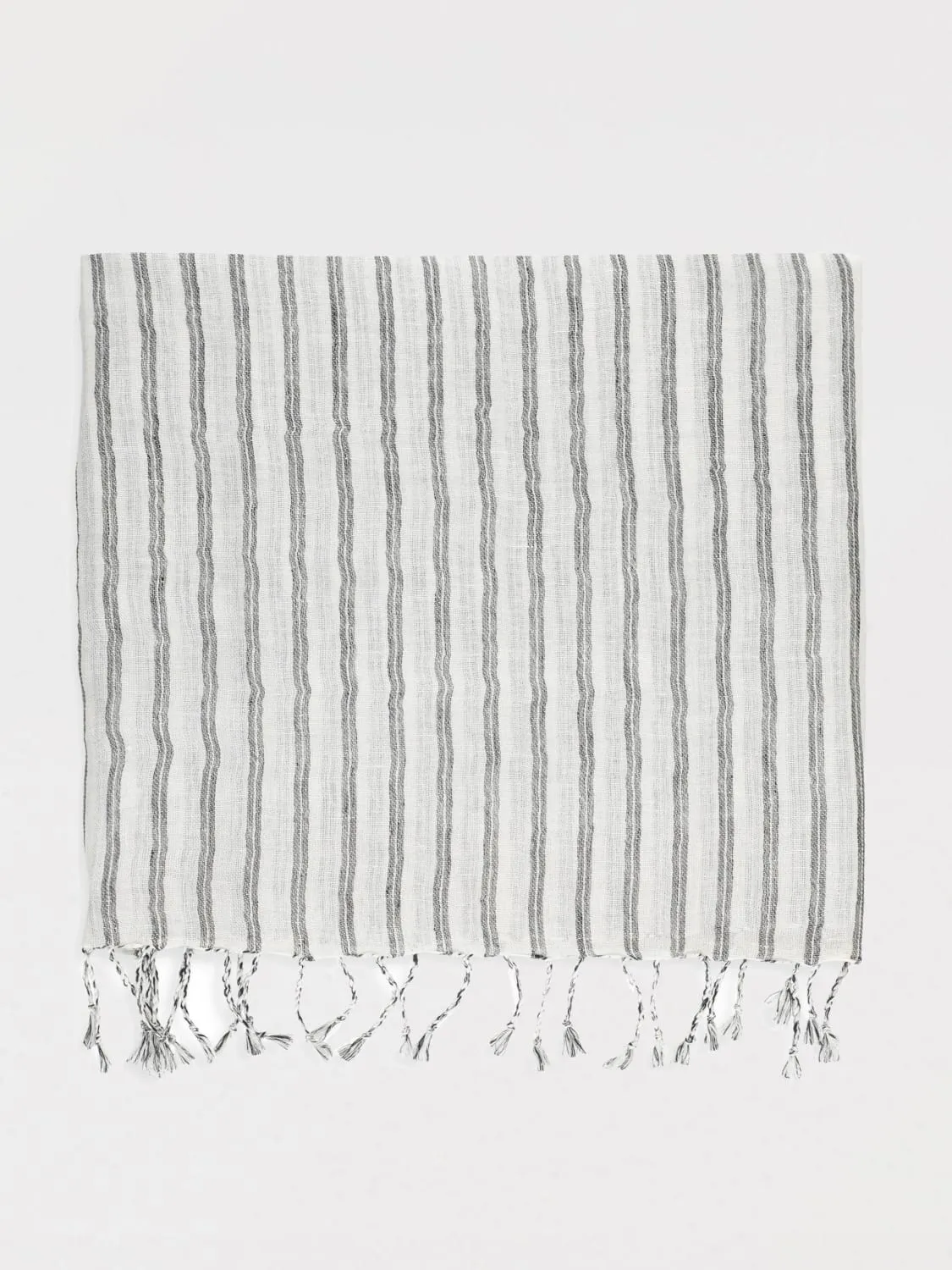 Sciarpa Sparkling Brunello Cucinelli in lino con righe jacquard