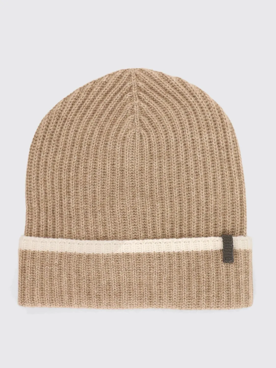 Cappello Brunello Cucinelli in cashmere a coste con monile