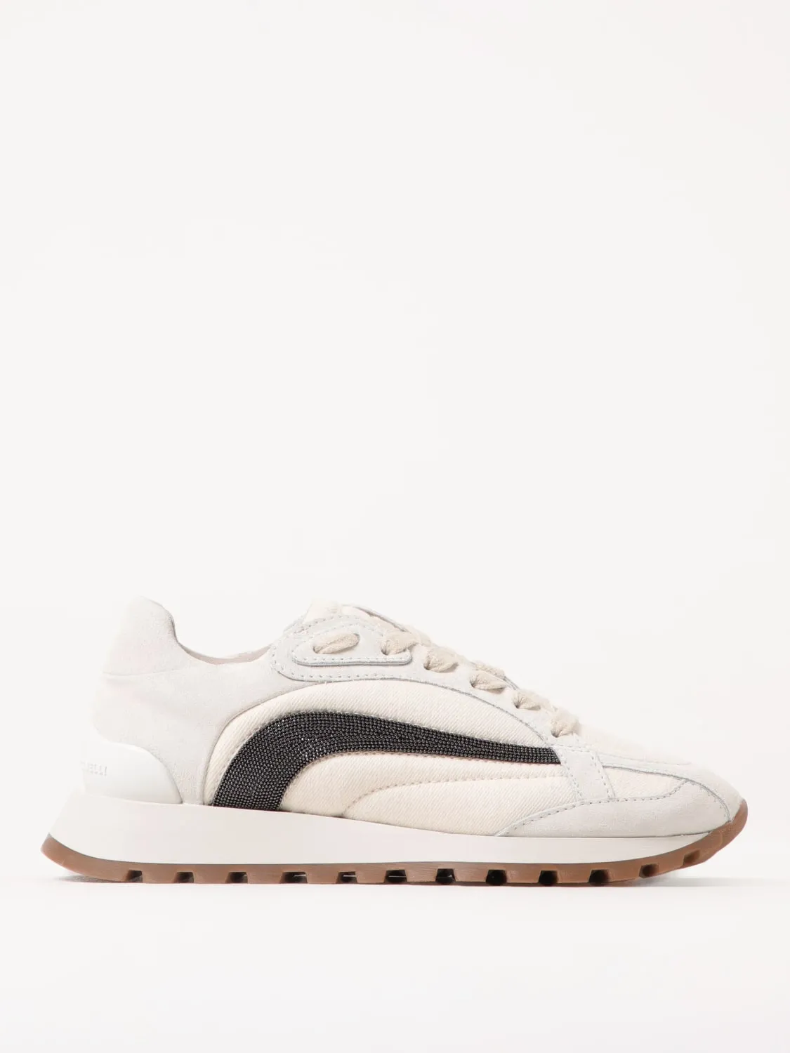 Sneakers Brunello Cucinelli in camoscio e canvas con monile