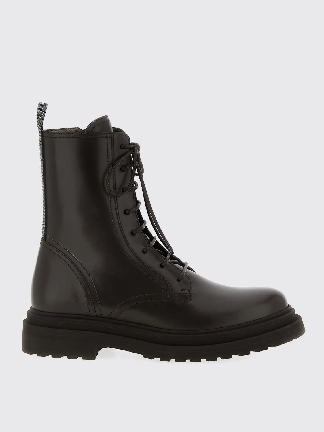 Stivaletto Brunello Cucinelli in pelle con tirante gioiello