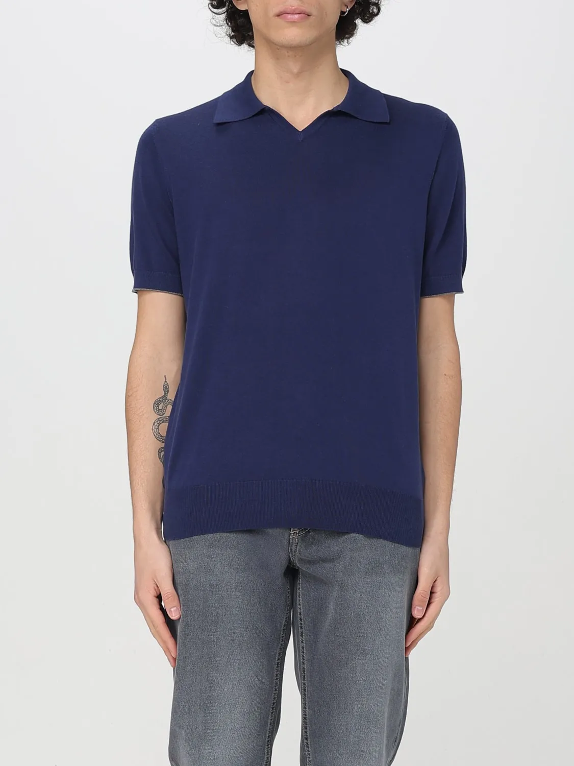 Polo in maglia di cotone Burnello Cucinelli