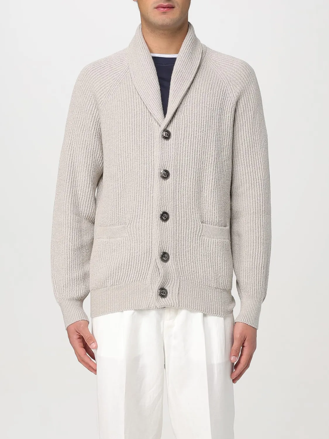 Cardigan a scialle Brunello Cucinelli in maglia di cotone