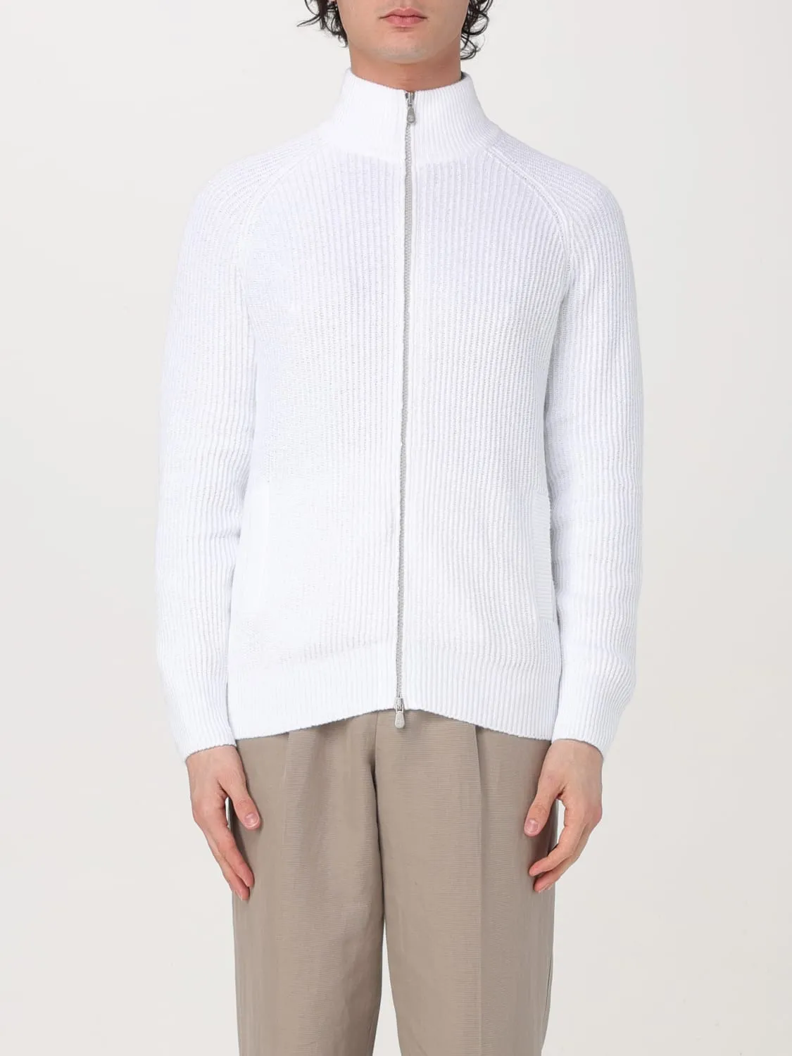 Cardigan con zip Brunello Cucinelli in cotone