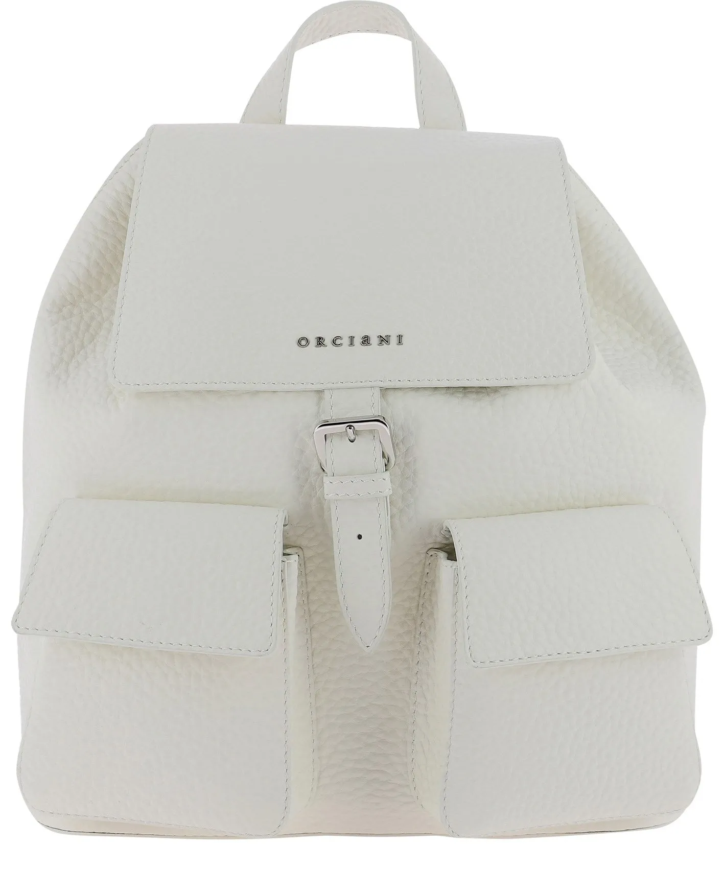 Hammered Leather Backpack Zaini Bianco