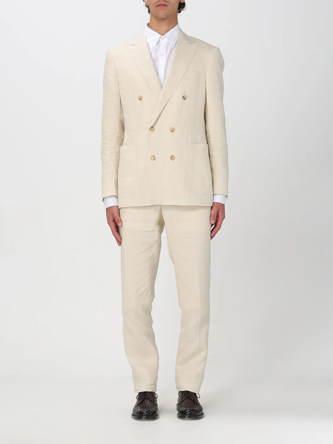 Abito a doppiopetto in lino Canali