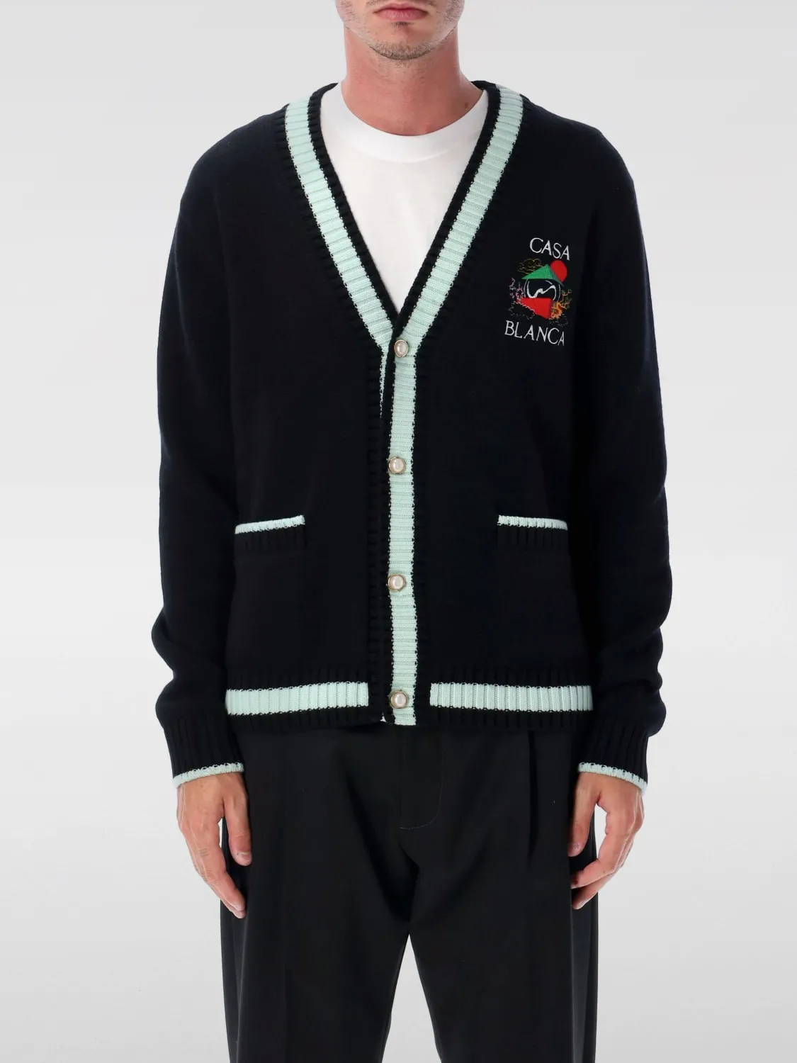 Cardigan in lana merino e cashmere Casablanca