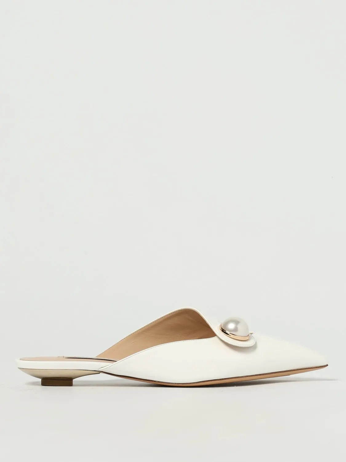 Mules Casadei in pelle spazzolata con perla cabochon