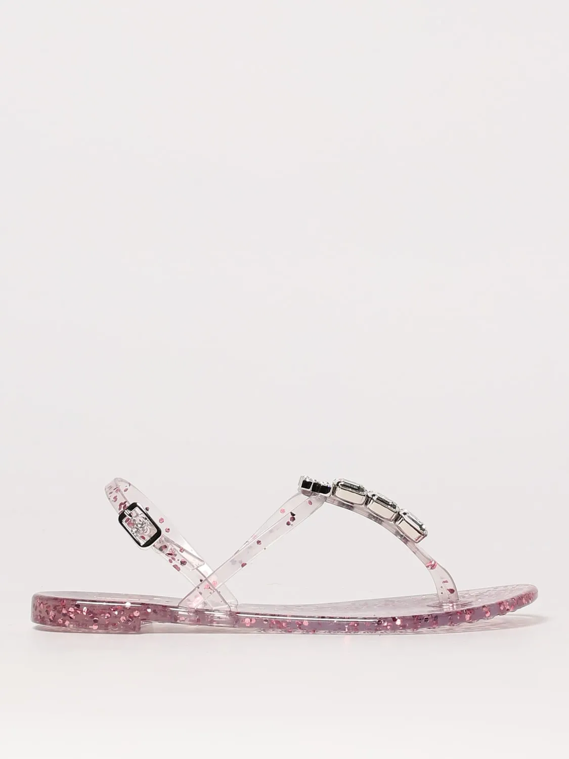 Sandalo Casadei in gomma glitter con strass applicati
