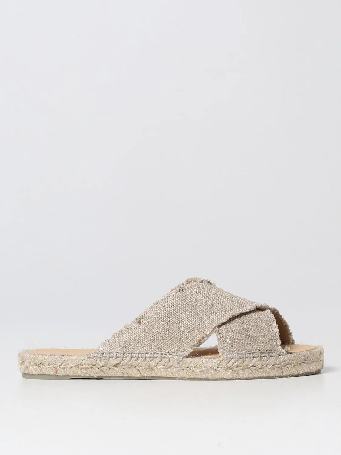 Sandalo Palmera Castañer in canvas e tessuto lamè