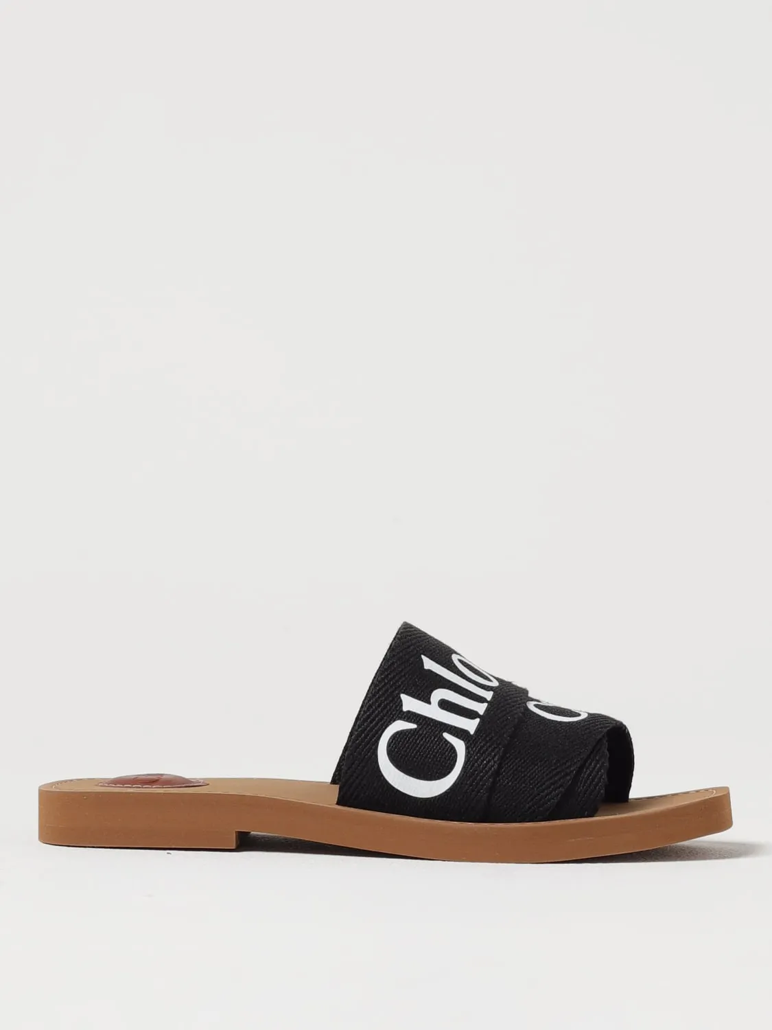 Sandalo Woody Chloè in canvas con stampa logo