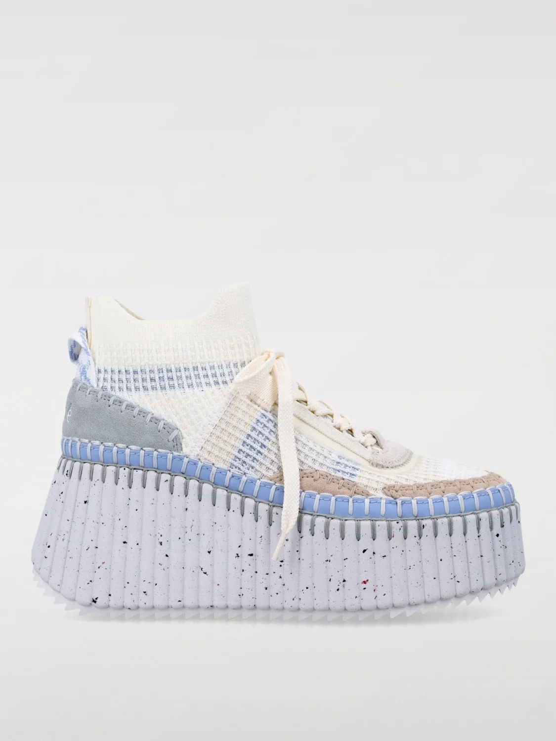 Sneakers Nama Wedge Chloè in maglia e camoscio