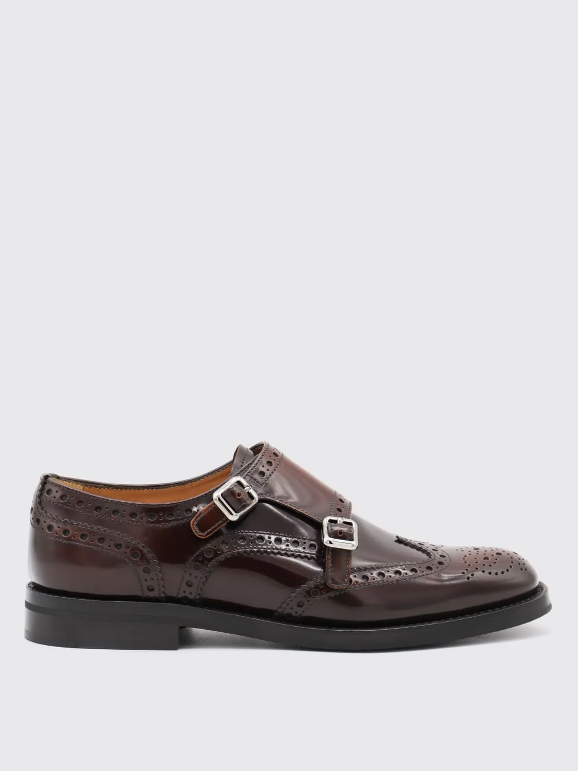Monk Strap Church's in pelle spazzolata con motivo brogue