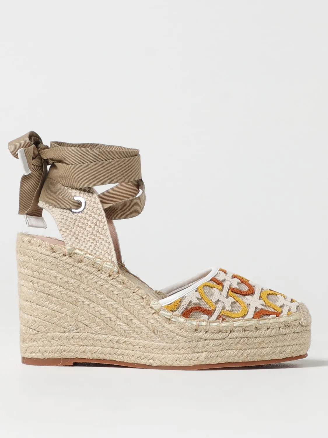 Espadrillas con zeppa Coccinelle in canvas con monogram jacquard