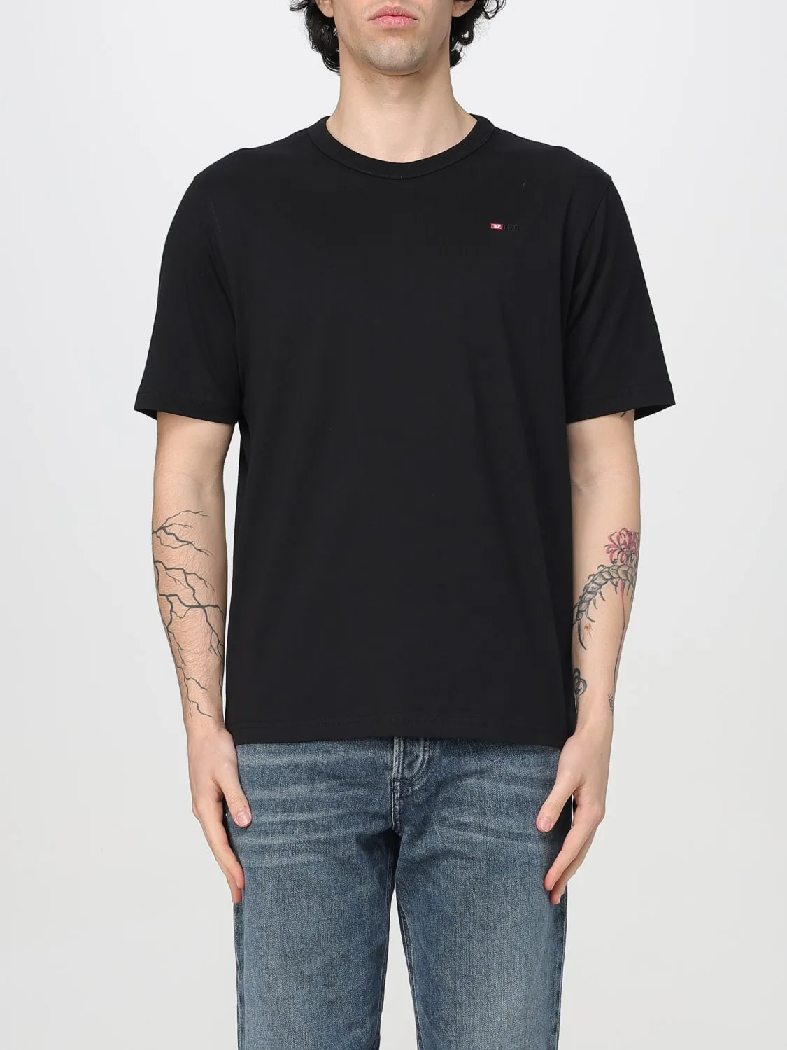 T-shirt basic in cotone con mini logo Diesel