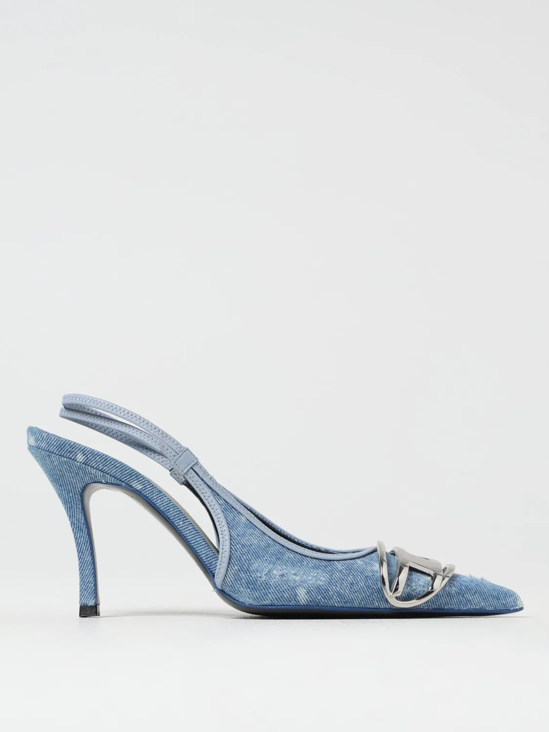 Slingback D-Venus SB Diesel in denim di cotone candeggiato