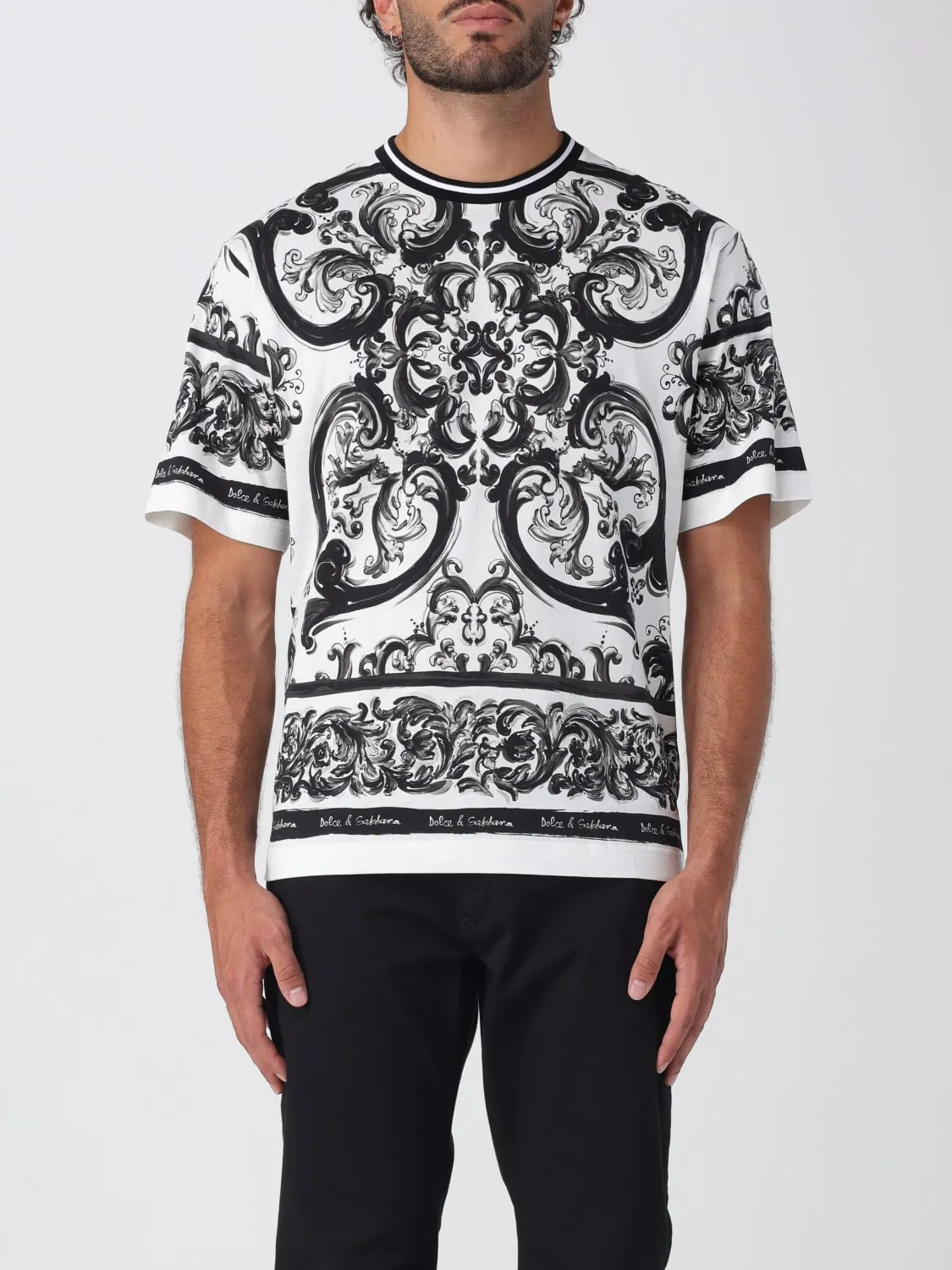 T-shirt Dolce & Gabbana in cotone con stampa Maiolica