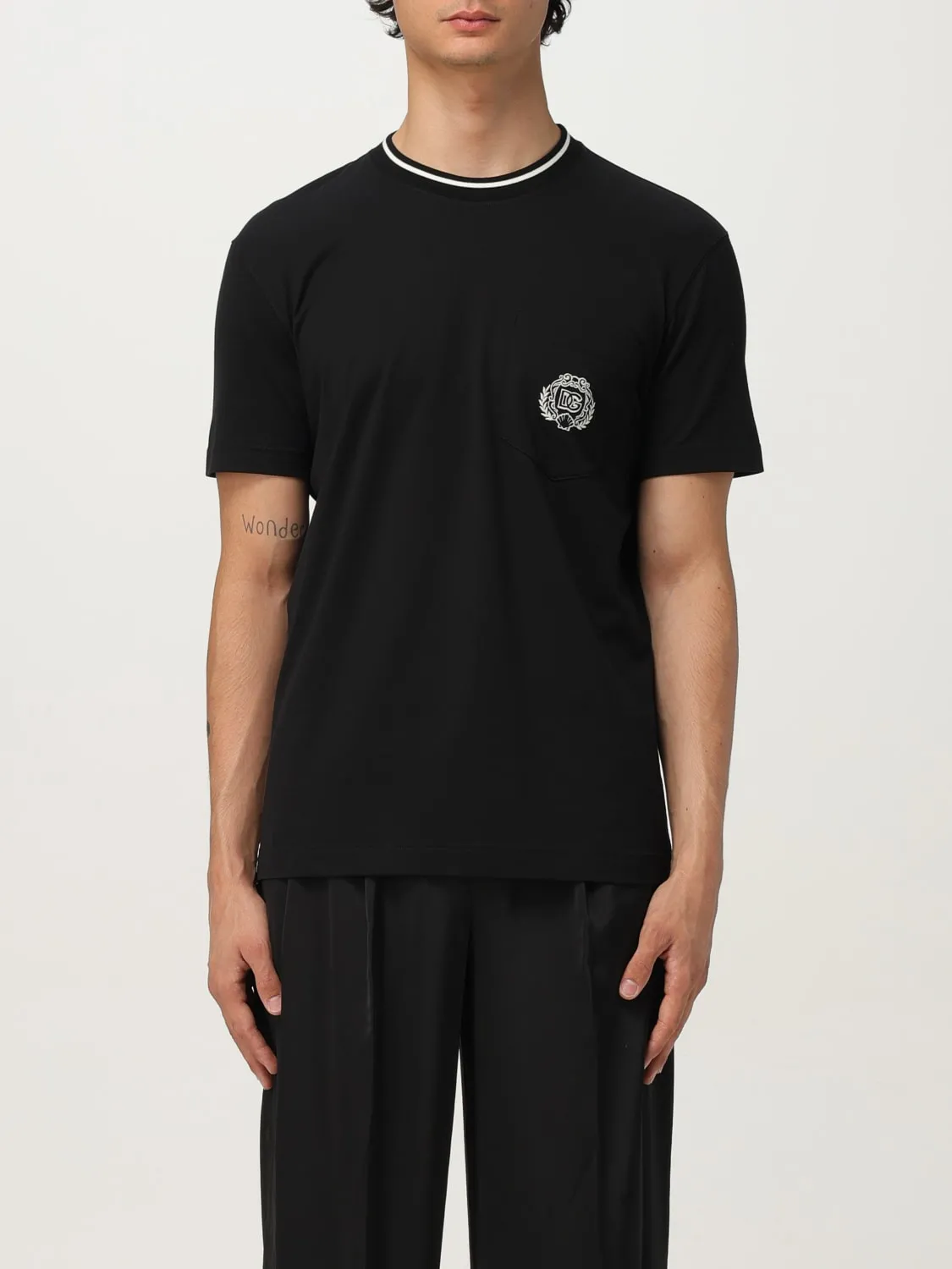 T-shirt in cotone con stemma DG Dolce & Gabbana