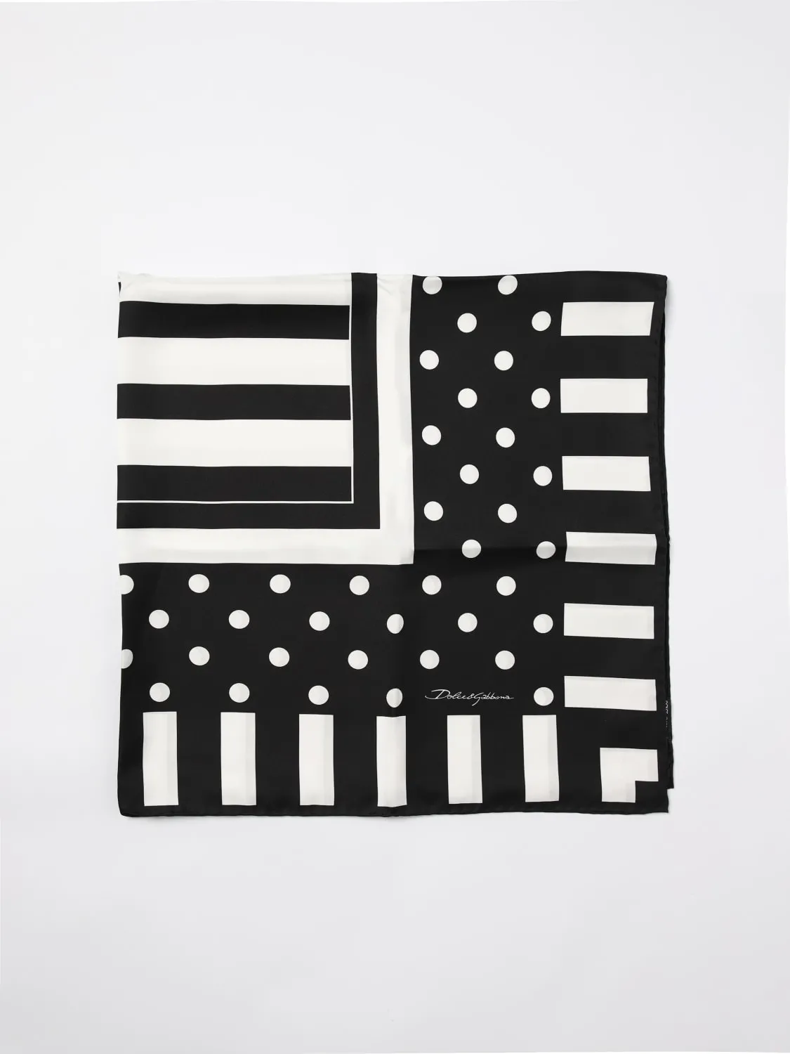 Foulard Dolce & Gabbana in seta con pois e righe all over
