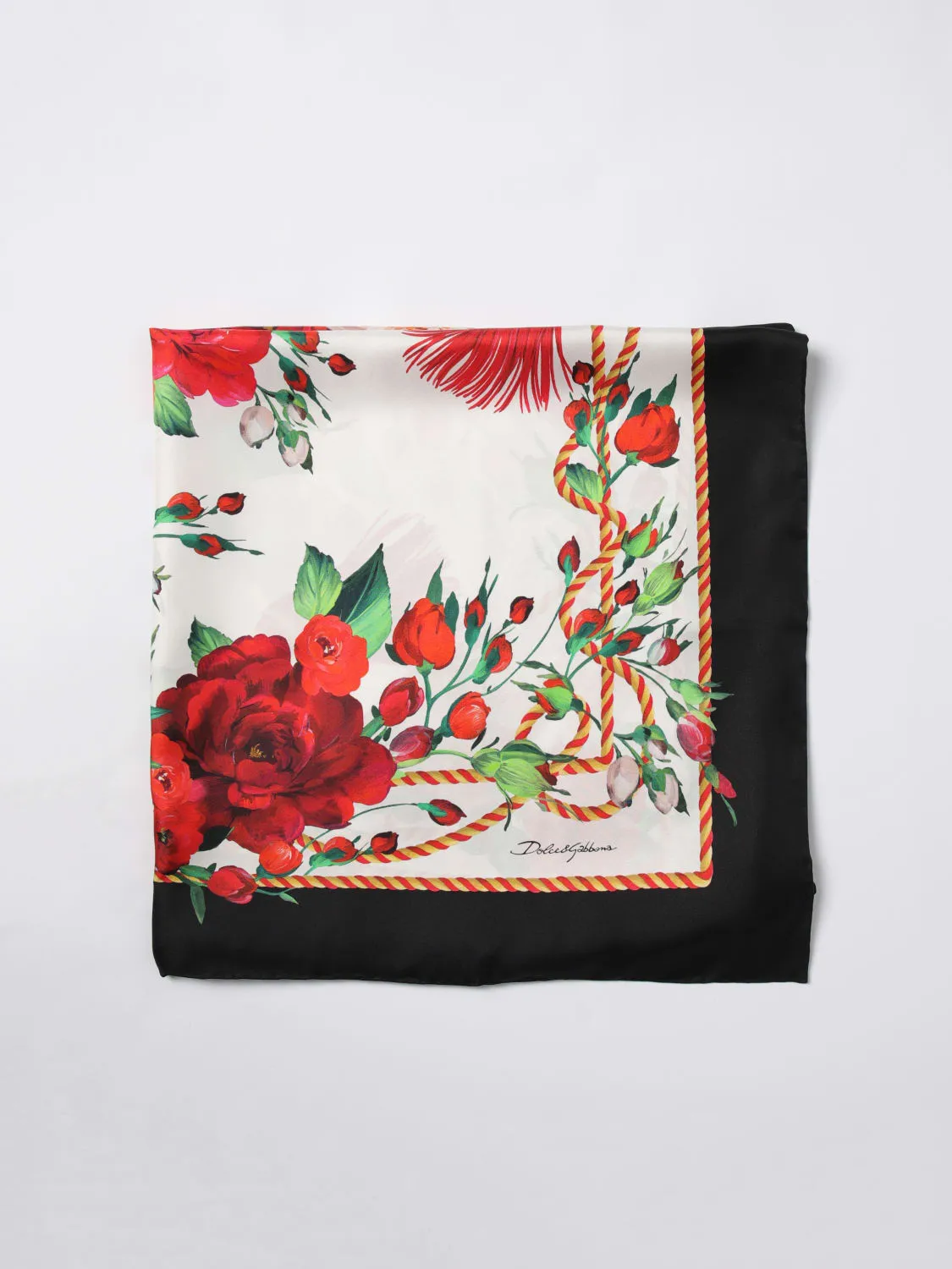Foulard Dolce & Gabbana in seta con rose stampate