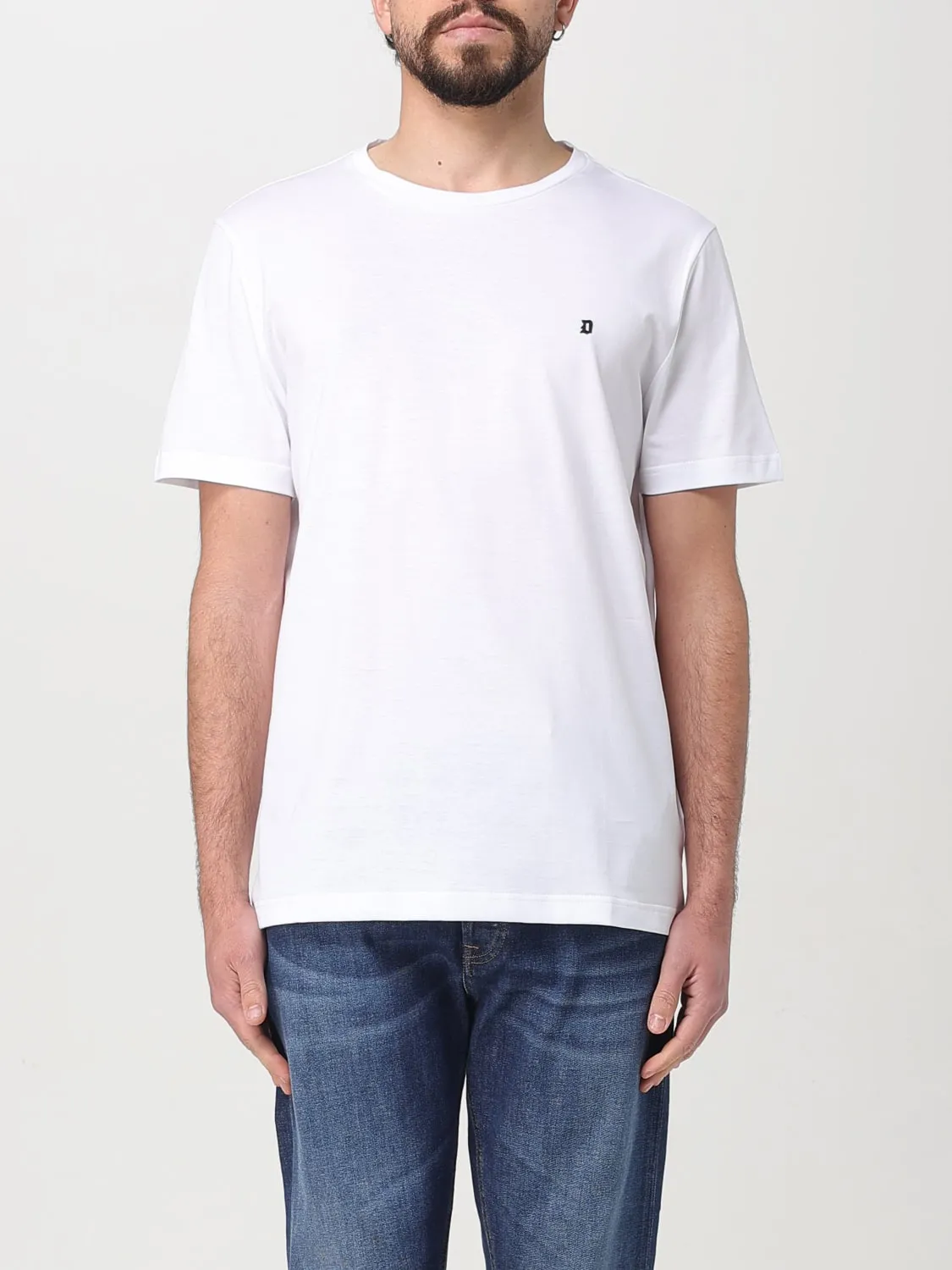 T-shirt basic in cotone con mini logo Dondup