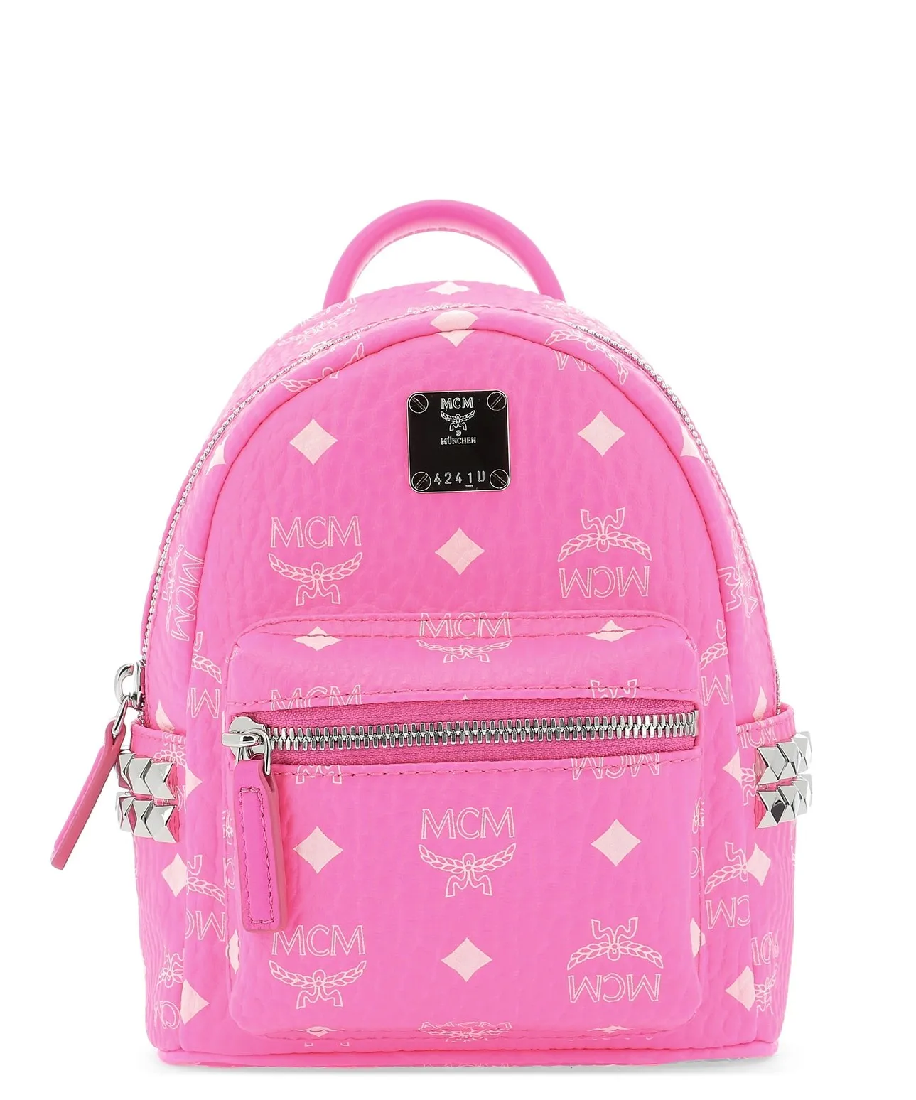 Neon Pink Leather Backpack Zaini Rosa