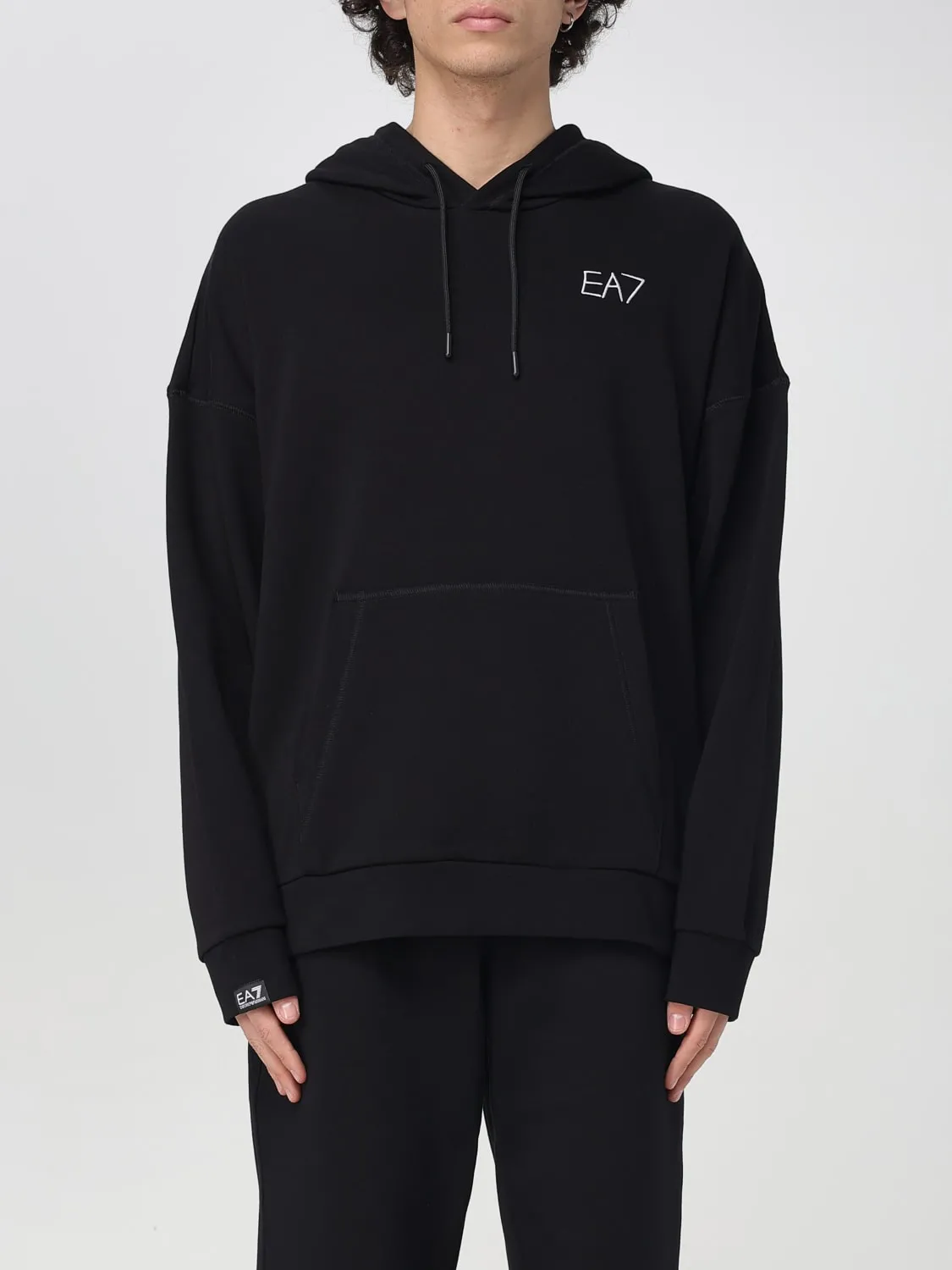 Felpa con cappuccio in cotone con maxi grafica