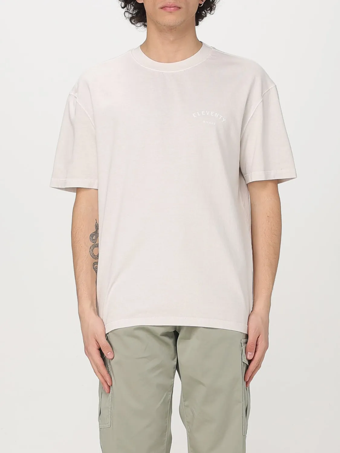 T-shirt basic in cotone con mini logo Eleventy