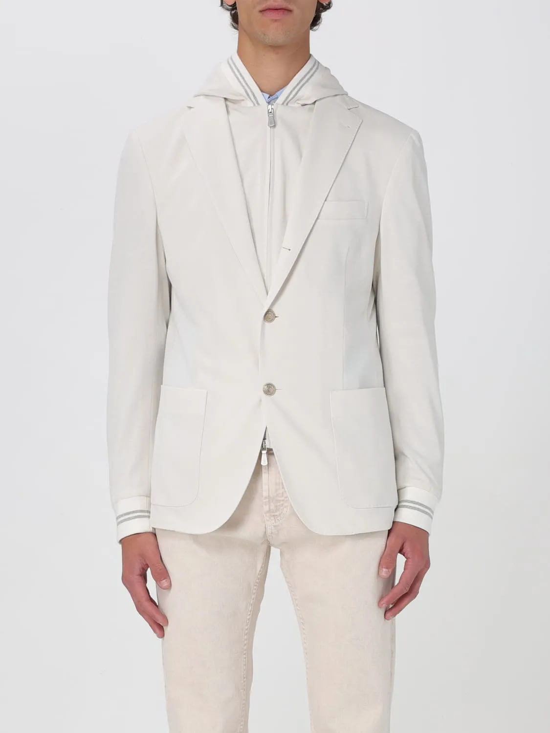 Blazer con cappuccio Eleventy in lino e cotone