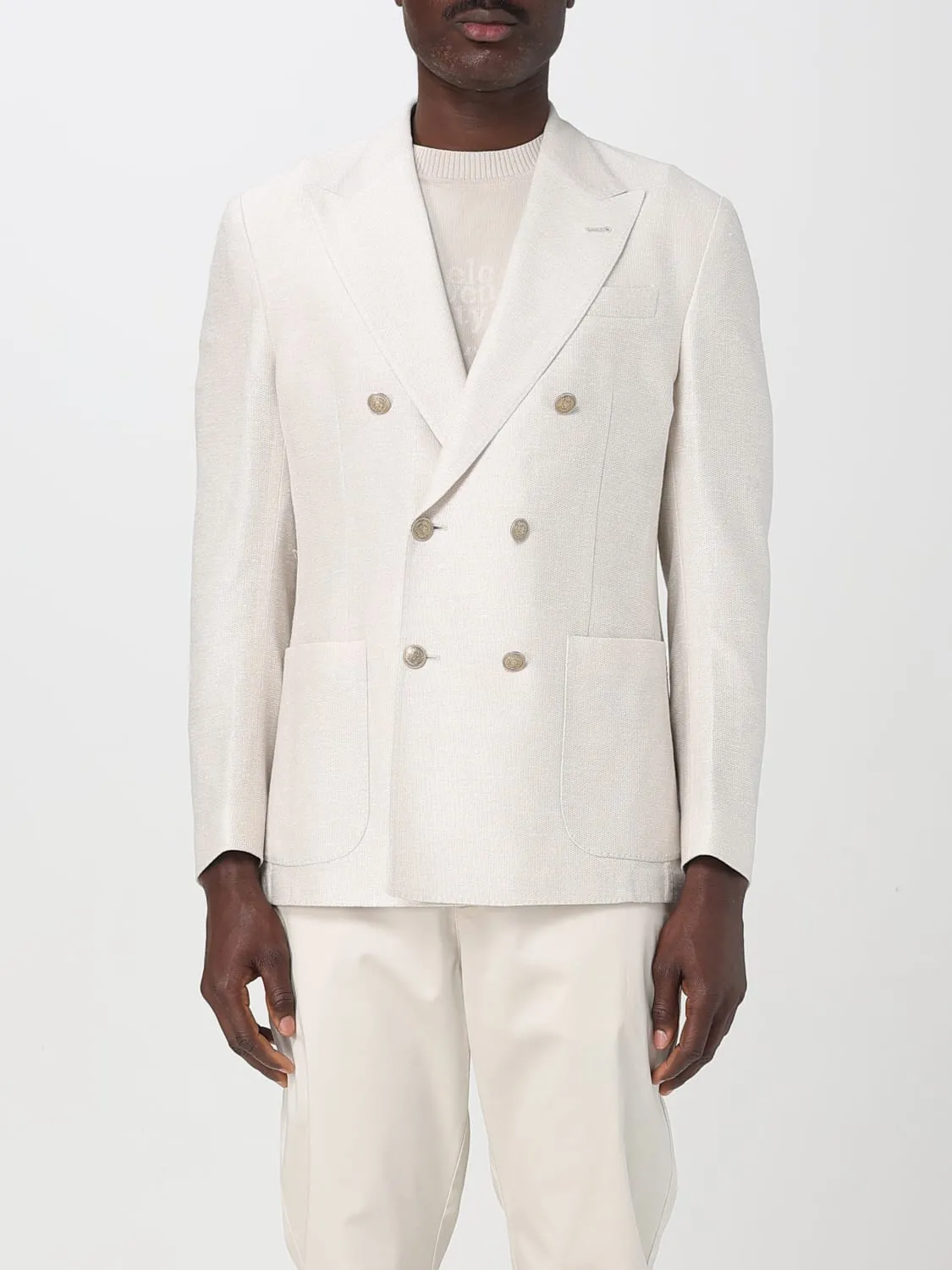 Blazer doppiopetto Eleventy in cotone e lino