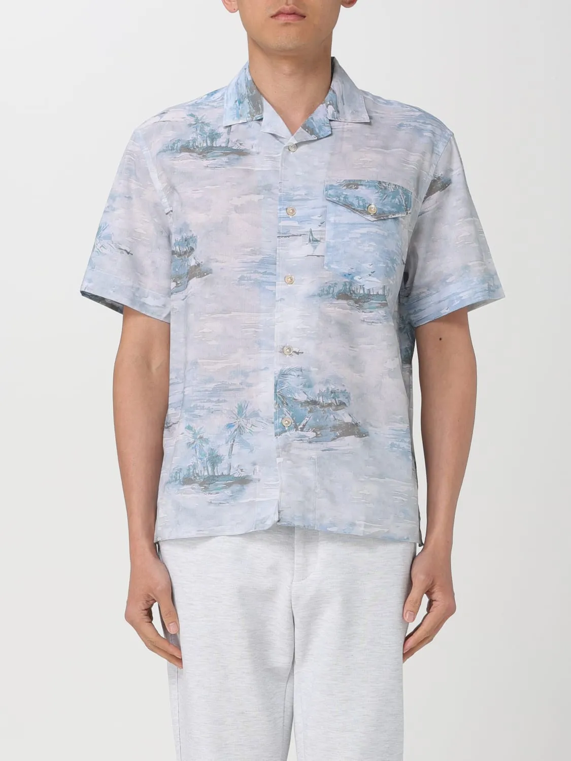 Camicia Eleventy in misto cotone con grafica all over