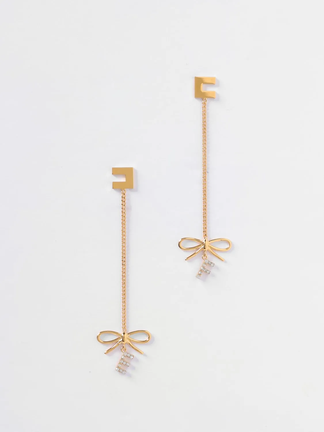 Orecchini Elisabetta Franchi in ottone con fiocco e strass